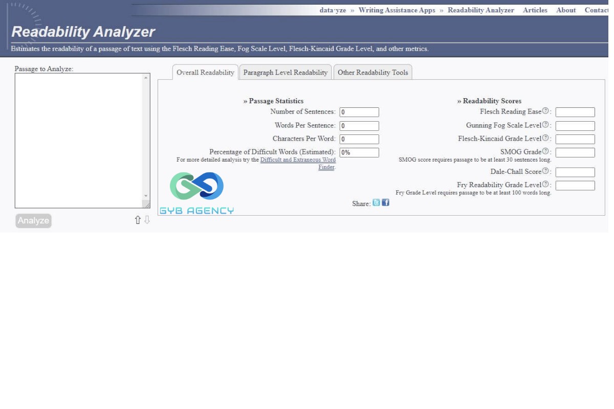 công cụ kiểm tra bài viết chuẩn seo Readability Analyzer