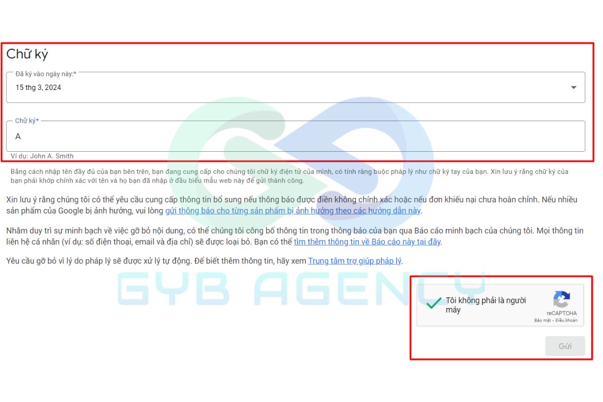 Ký tên và gửi bản report DMCA của bạn cho Google