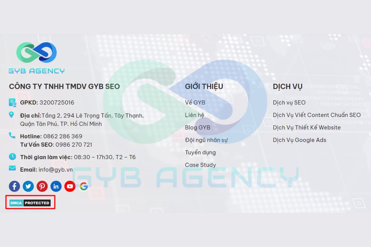 DMCA giúp bảo vệ các thông tin trên website