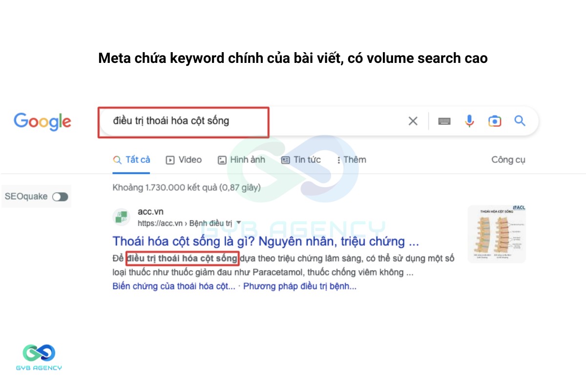 Chứa keyword chính