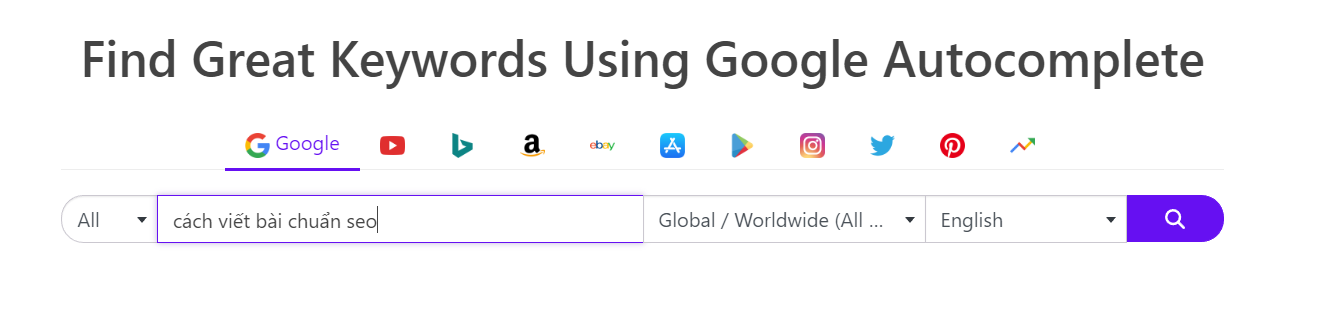 cách sử dụng keywordtool.io
