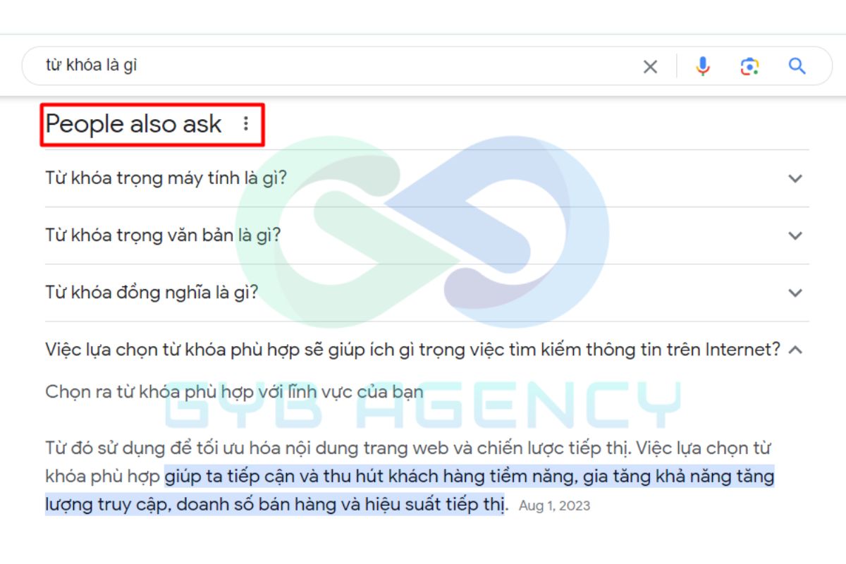 Bạn có thể tận dụng chính kết quả tìm kiếm để có được từ khóa như mong muốn