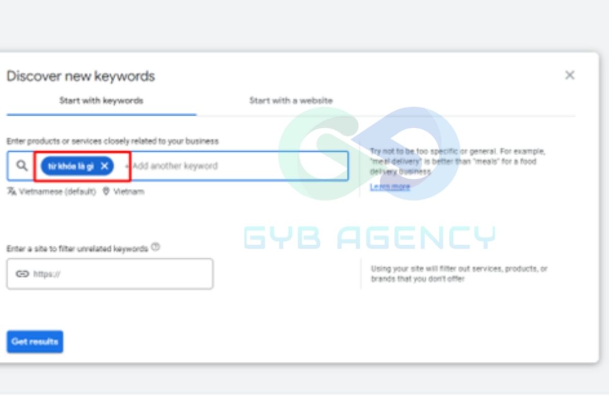 Tìm kiếm ý tưởng từ khóa từ Google Keyword Planner