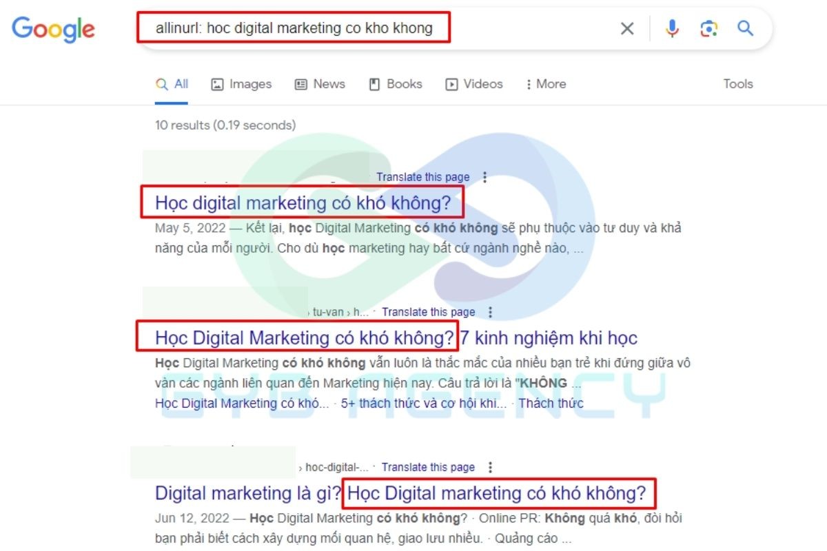 Một số câu lệnh tìm kiếm khác bên cạnh Allintitle
