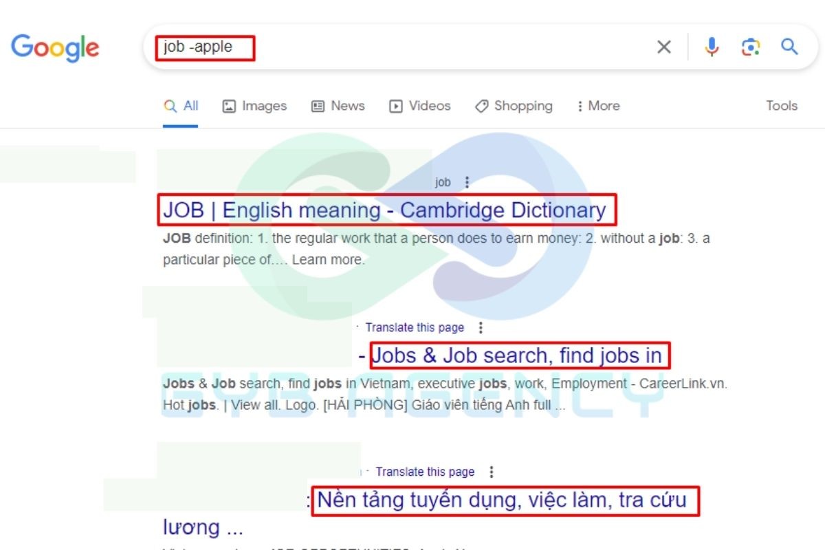 Một số câu lệnh tìm kiếm khác bên cạnh Allintitle

