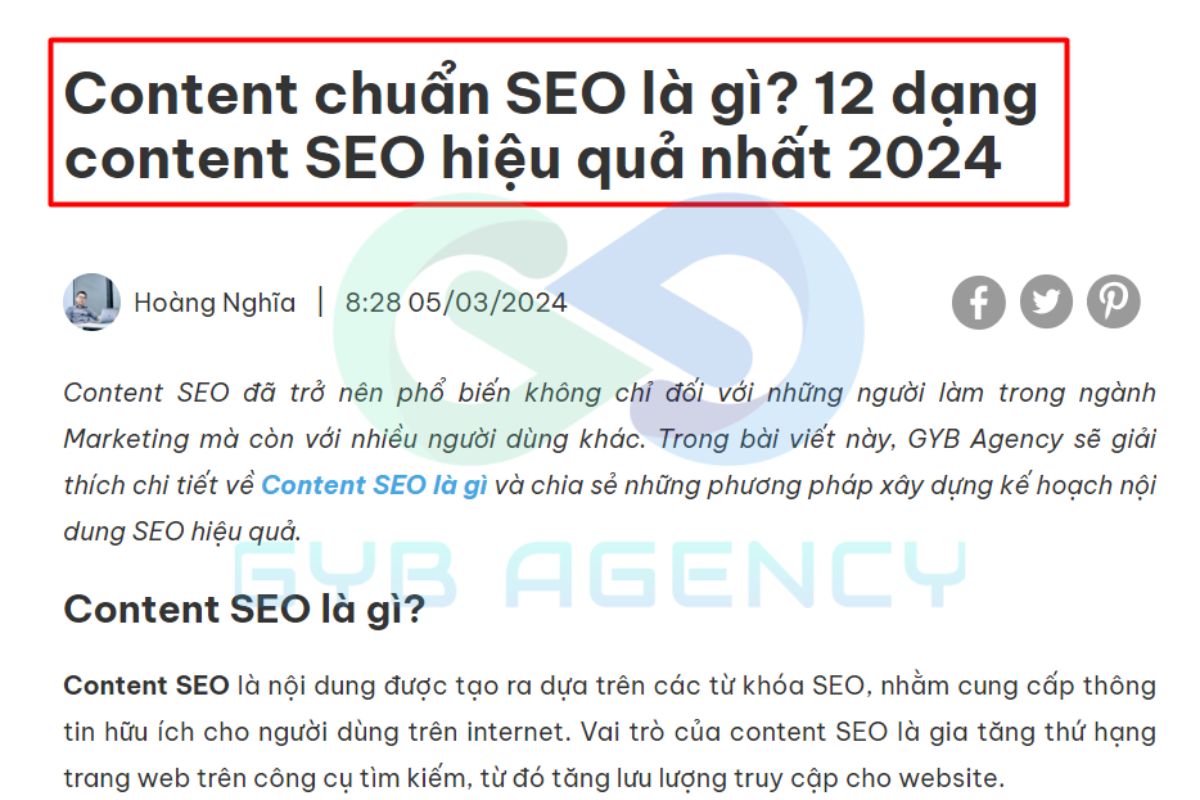 Số lượng thẻ H1 trong mỗi bài viết chỉ nên là một