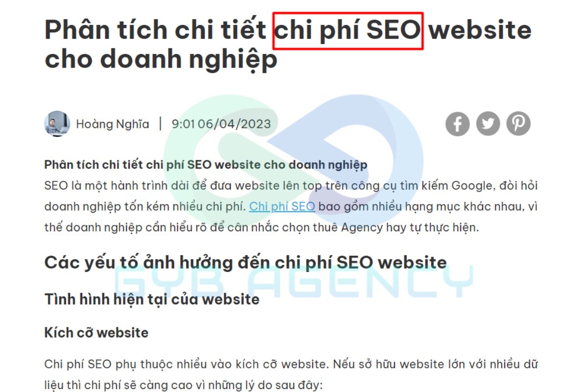 Khi viết nội dung cần đưa từ khóa vào thẻ H1