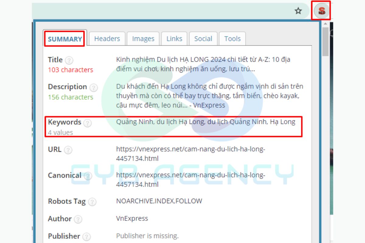 Hướng dẫn cách kiểm tra thẻ Meta Keywords trên trang
