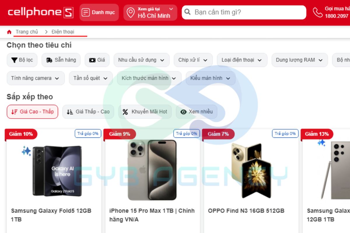 Trang Điện thoại phân trang để hiển thị tất cả sản phẩm